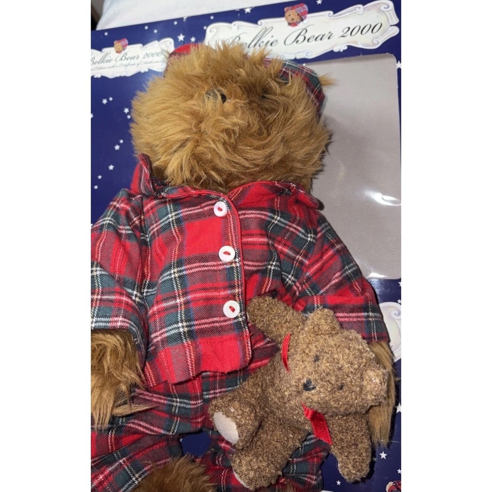 Vintage Belkie Christmas Teddy Bear Plush Holiday Stripped PJs  2000 jointed